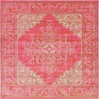 Jedinstvena tkalačka zatvorena pravokutna boja obrubljena tradicionalna prostirka ružičasta bež, 8 '10' 0