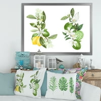 Dizajnerska umjetnost buketi cvjetnih grana stabla limuna na bijeloj pozadini tradicionalni uokvireni umjetnički