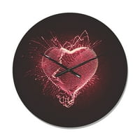 DesignArt 'Sretno Valentinovo Crveno srce' Moderni zidni sat drveta