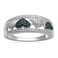 Carat T.W. Bijeli i plavi dijamantski srebrni modni prsten