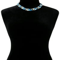 Ogrlica za obrub od plave smole od plave smole sa zlatnim tonom za ženu, 18 ” + 2” ekstender
