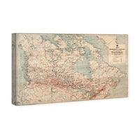 Wynwood Studio Maps and Flags Wall Art Canvas Otisci 'Dominion of Canada Map 1947' Karte američkih zemalja - Plava,
