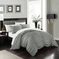 Chic Home Aurora 5-komad Ruched Comforter set, blizanac, bijeli