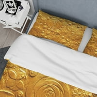 DesignArt 'cvjetni pokrivač utisnuta zlatnog cvijeća' set