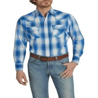 Ely Cattleman muški muški dugi rukav Snap prednji teksturirani karirana košulja zapadna košulja