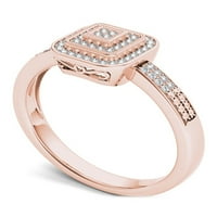 Carat T.W. Dijamantni dvostruki halo klaster 10KT zaručnički prsten ruže zlata