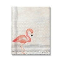 Stupell Industries uzorak Flamingo Ptice Slojeve pruge Grafička umjetnička galerija zamotana platna za tisak zidne