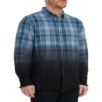 Фланелевая košulja u kavez Studio Men 's & Big men' s Raw Hem Dip Dye, veličine XS-3XL, Muške košulje