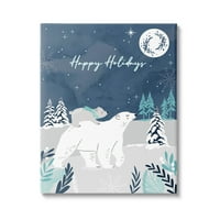 Sretni praznici Zimski snježni medvjedi praznična grafička umjetnička galerija zamotana platno print zidna umjetnost