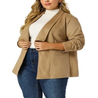 Jedinstveni prijedlozi Ženska jakna Plus veličina, moto rastezljivi kardigan od drapiranog antilopa s dugim rukavima