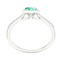 Imperijalni dragulj 10K bijelo zlato srce rezano smaragdno ct tw dijamant Halo Ženski prsten