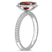 1- Carat T.G.W. Crveno -bijelo stvorio je zaručnički prsten od srebrnog halo -a moissanita sterling