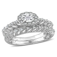 Carat T.W. Diamond Sterling Silver Halo Bridal Ring
