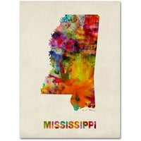 Zaštitni znak likovna umjetnost Mississippi karta platna zidna umjetnost Michaela Tompsetta