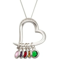 Obiteljski nakit personalizirani dijamantni naglasak majčina ogrlica sa klizačem u obliku srca od srebra