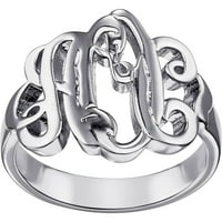 Personalizirani ženski sterling srebrni maštoviti monogram monogram prsten