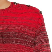 Ženski prugasti džemper s gumbima na ramenima, lagan, veličine donjeg dijela leđa
