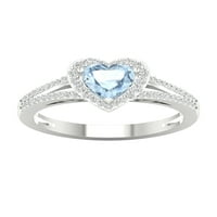 Imperijalni dragulj 10k bijelo zlato srce rezano aquamarine ct tw dijamant halo ženski prsten