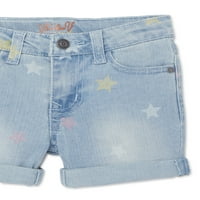 Vigoss Girls Star Print valjana manžetna traper jean kratke hlače, veličina 7