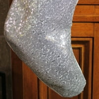 Božićna čarapa sa srebrnim šljokicama od 18 inča s bijelim krznom od FAA