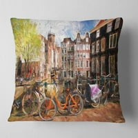 Dizajn Amsterdam City Artwork - Jastuk za bacanje tiskanih krajolika - 18x18