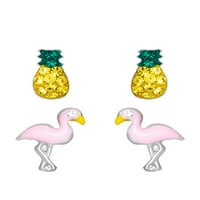Sjajne fini nakit sterling srebrni kristalni ananas flamingo naušnice