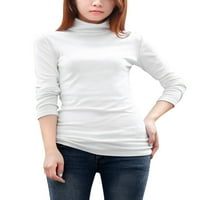 Ženski dugi rukavi Kornjača za omotavanje leđa Rastezanje jeseni bluza bijela 6