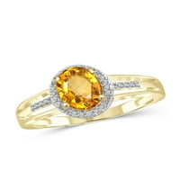 Jewelersclub Citrine prsten nakit za rođenje - 1. Karat Citrine 14K Zlatni nakit od srebrnog prstena s bijelim dijamantnim
