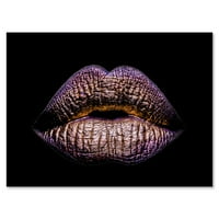 Seksi zlatna metalizirana žena usne v fotografije platno umjetnički tisak