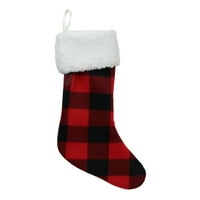 18 Crna i crvena božićna čarapa s manžetom