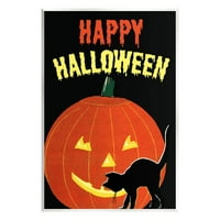 Stupell Industries Happy Halloween proganjana grafička umjetnost Jack-O-Lantern Umjetnost Umjetnička umjetnost,