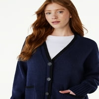 Besplatni montažni ženski djed kardigan džemper, srednja težina, veličine xs-xxl
