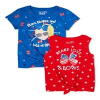 Glitter grafička majica i tenk Jojo Siwa Girls 'Gitter, 2-pack, veličine 4- & Plus