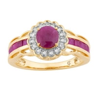 10k Gold Ruby & Carat T.W. Dijamantni sloj cvjetni prsten