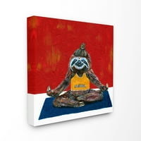 Stupell Industries Sloth Yoga Smiješna životinjska crvena plava slikarska slika zidna umjetnost, 17, Bymelissa Symons