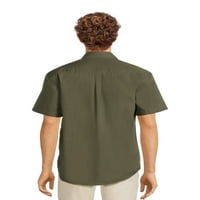 Srebrna naljepnica muške košulje s čvrstim haljinama s kratkim rukavima s džepom u prsima