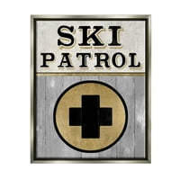 Stupell Industries Ski patrola Medicinsko skijanje grafičke umjetnosti sjajno siva plutajuća uokvirena platna za