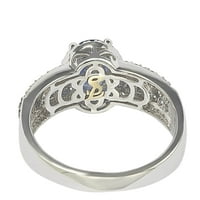 Sterling Silver Silver ovalni safir i dijamantski obljetnički prsten