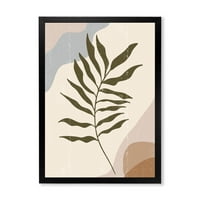 DesignArt 'Sažetak botaničkog minimalističkog lista u tonovima zemalja I' moderni uokvireni umjetnički tisak
