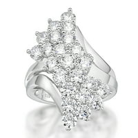 Jay Heart Dizajn sterling srebro simuliran bijeli dijamantni koktel prsten