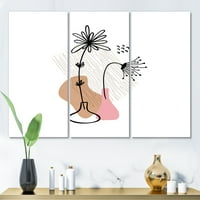 DesignArt 'Sažetak minimalni oblici pod Flowers III' Moderni platneni zidni umjetnički tisak