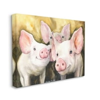 Stupell Industries Baby Pigs Animal Yellow akvarel Slikanje platna zidna umjetnost George Dyachenko