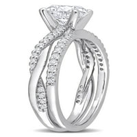 Miabella Women's 1- ct. Stvorio bijeli moissanitni sterling srebrni crossover zaručnički prsten