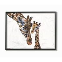 Slatka beba žirafa obiteljski ljubimac uokvirena akvarelna slika uokvirivanje slika s teksturom George Diachenko