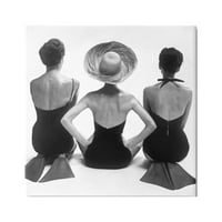 Stupell Industries Žene sjede plaža jednobojni vintage kupaći kostimi za pepele galerija zamotane platno print zidna