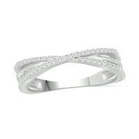 Jewelersclub 0. Sterling Silver Criss Cross Ring - karatni bijeli dijamantni prsten s 0. Srebrni prsten od sterlinga
