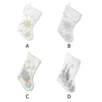 Irene Ineventni kamin zid viseće čarape poklon bomboni za skladištenje bijela snježna pahuljica božićna čarapa,