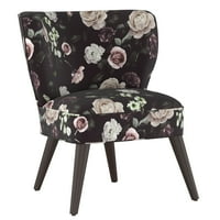 Zakrivljena stolica bez ruku u mekoj cvjetnoj burgundiji