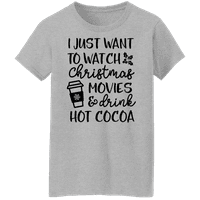 Grafička Amerika svečano, želim samo gledati božićne filmove i piti vrući kakao odmor citat ženske grafičke majice