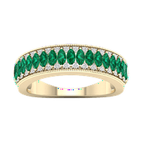 10-karatni Ženski dijamantni prsten od 10-karatnog Markiza s smaragdom i dijamantima od smaragda